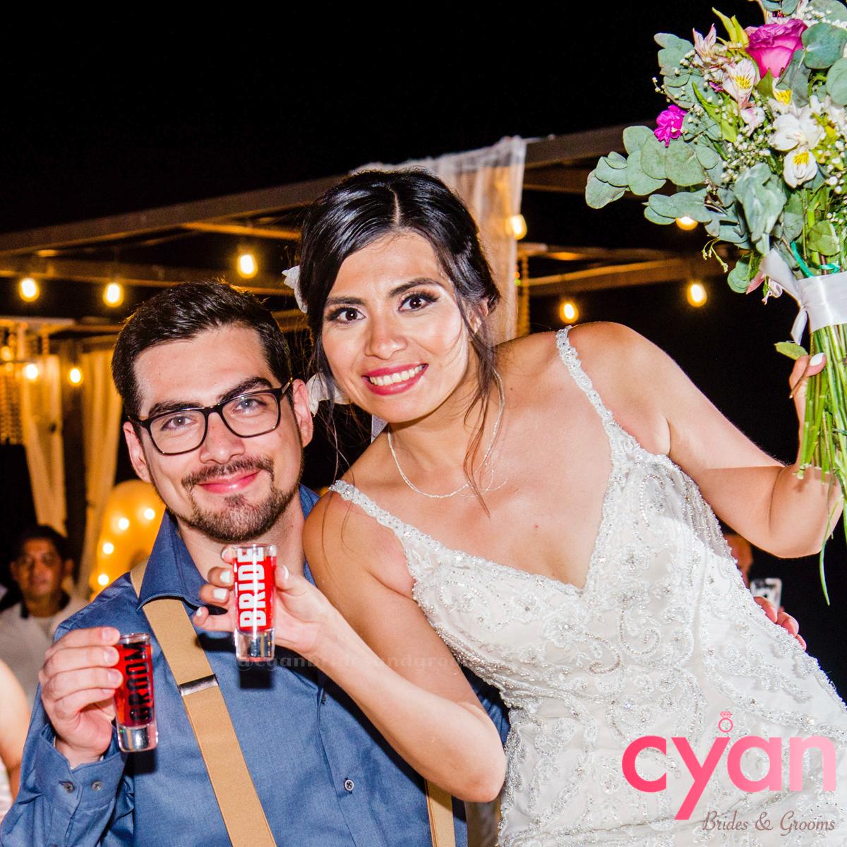 Bride & Groom Shot Glass | 2oz - Cyan Imprint