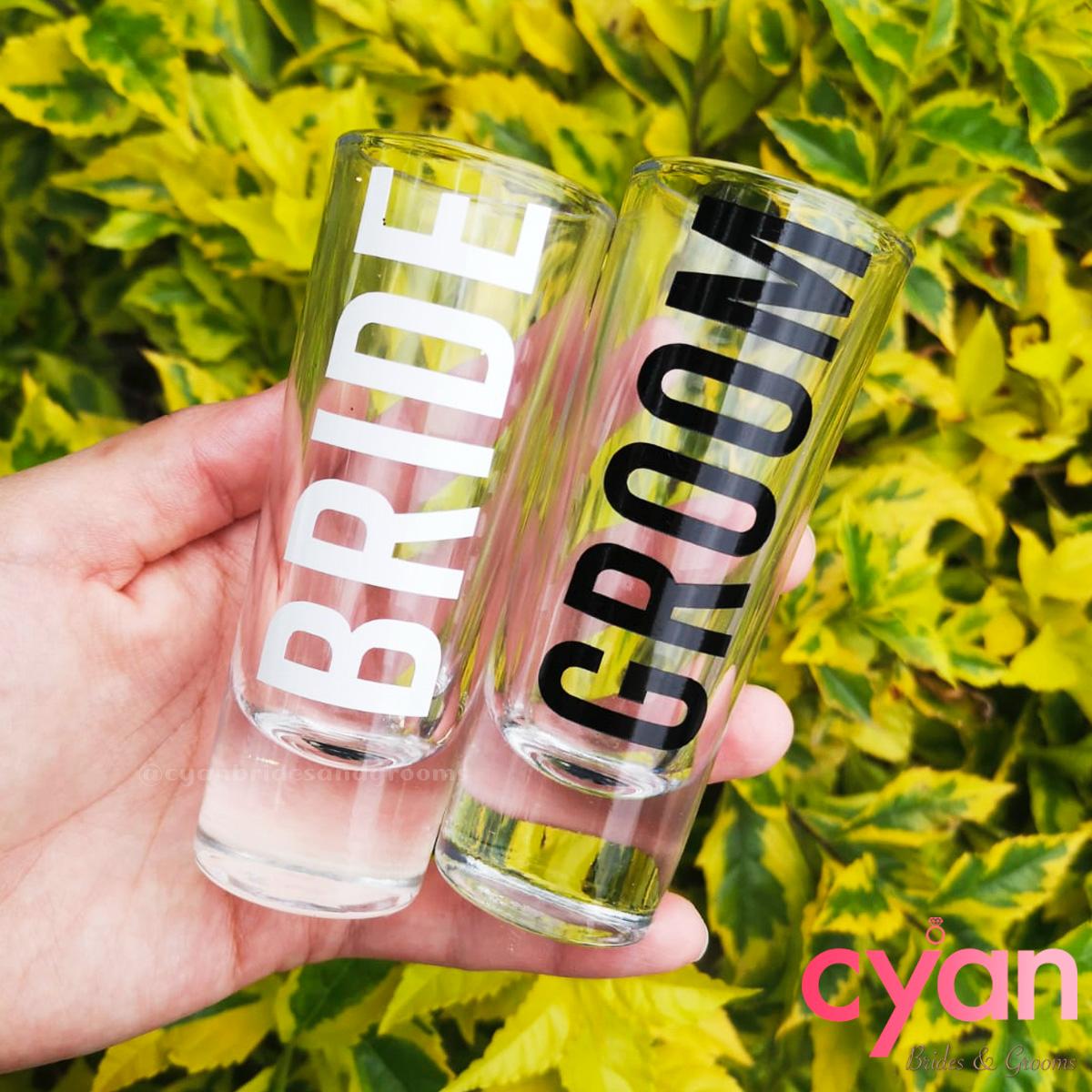 Bride & Groom Shot Glass | 2oz - Cyan Imprint