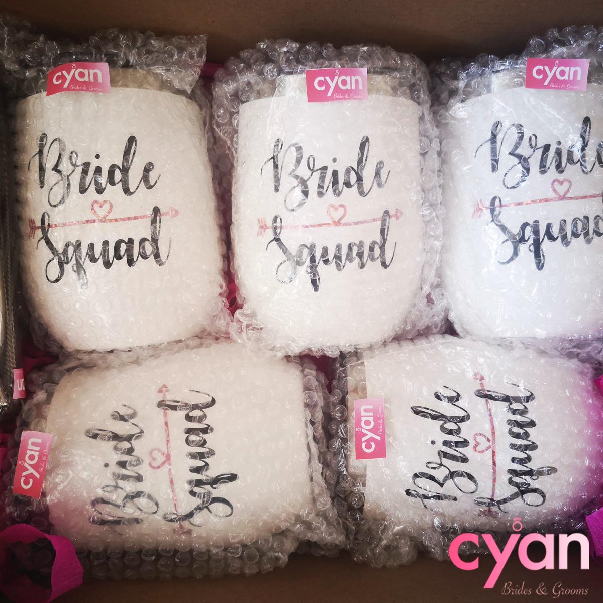 Bride Squad Stemless Wine Tumbler | 12oz - Cyan Imprint