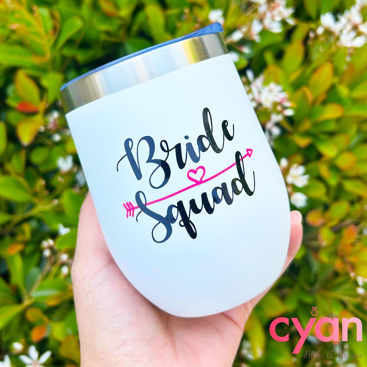 Bride Squad Stemless Wine Tumbler | 12oz - Cyan Imprint